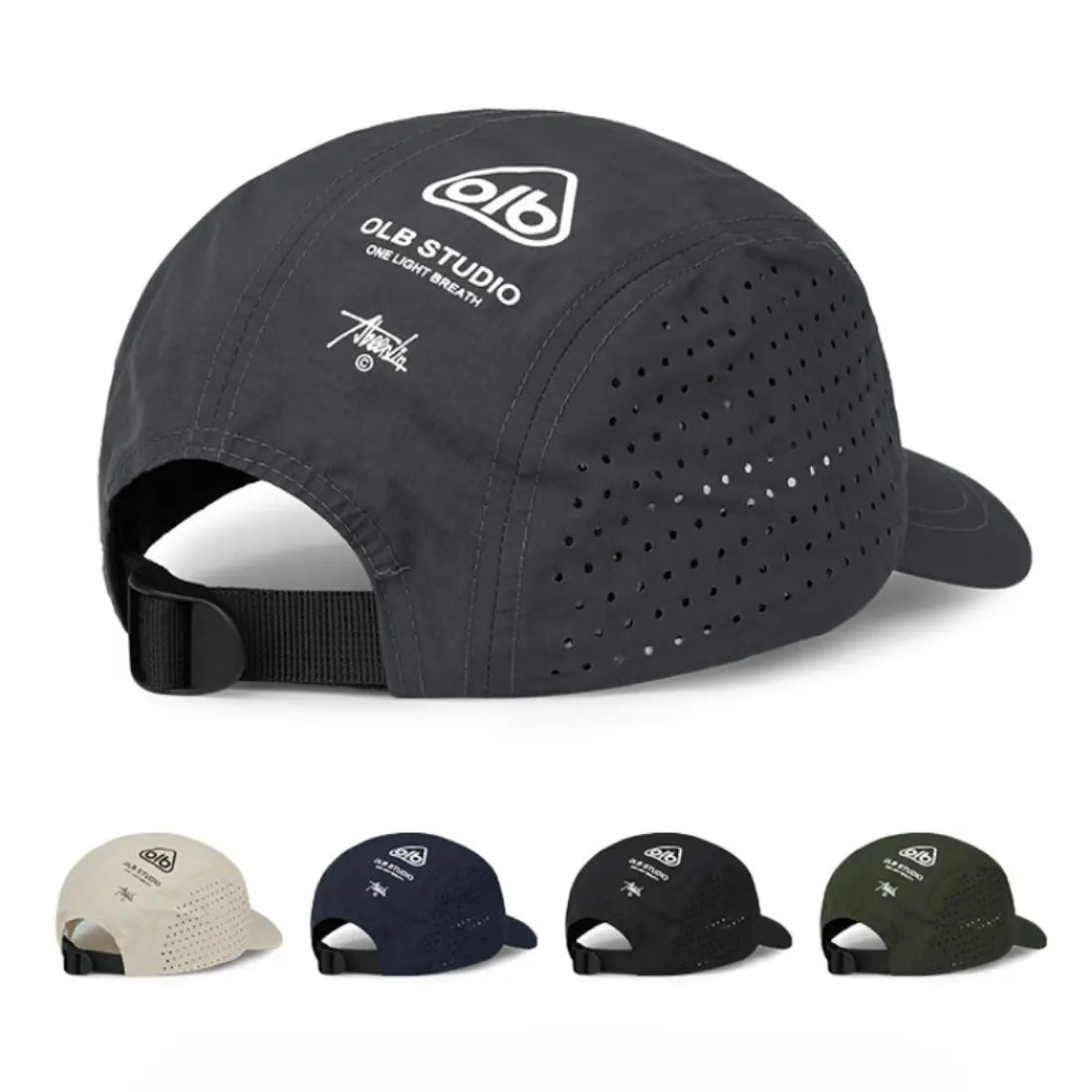 Unisex 5-Panel Running Hat, Lightweight Quick-Dry Graphic Sports Cap with Laser-Perforated Ventilation, Breathable Sweat-Wicking Polyester Blend, Packable Outdoor Hat for Trail Running, Hiking and Training
