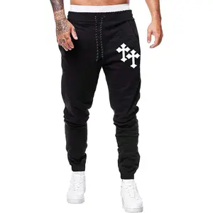 Men's Cross Print Casual Sweatpants Drawstring Waist Jogger Pants Long Pants