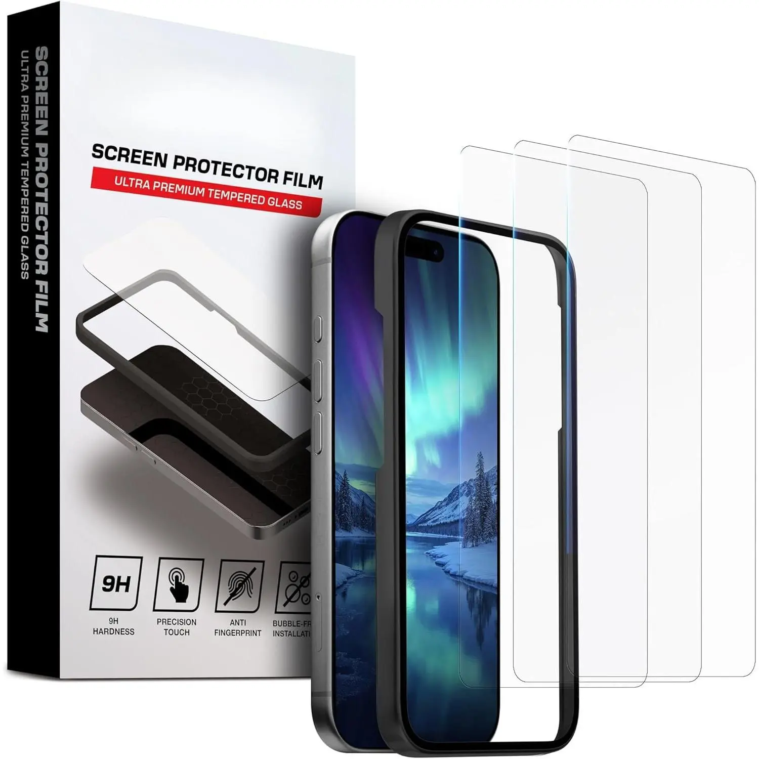3 Pack for  17 /  16 Pro Screen Protector (6.3 inches), Tempered Glass Protection with Alignment Frame, Dynamic  Compatible, Case Friendly