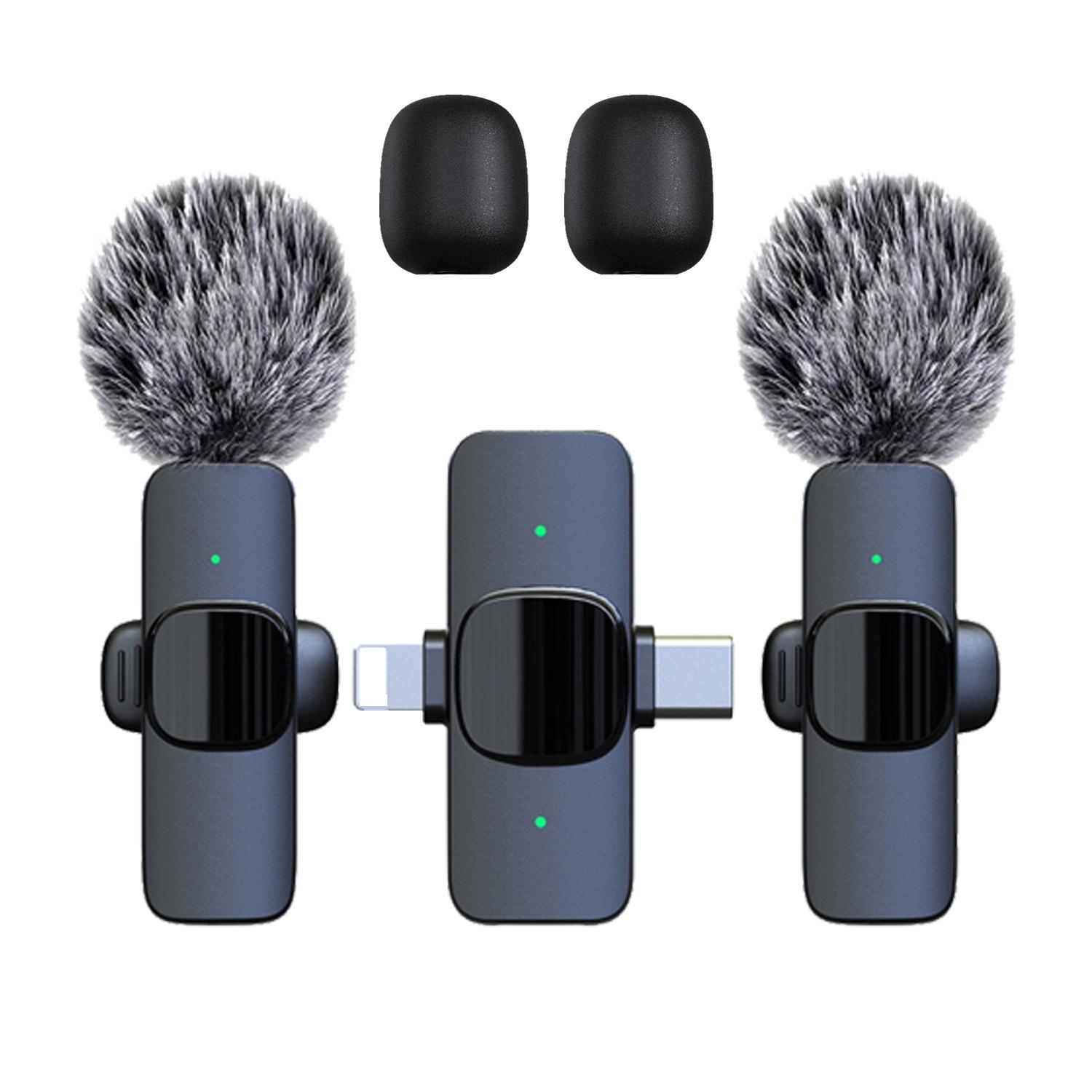 Wireless Lavalier Microphone, Condenser Recording Mic, USB Rechargeable Wireless Microphone, Lapel Mic for Video Recording, Teaching, Interviews, Podcast, Clip Microphone