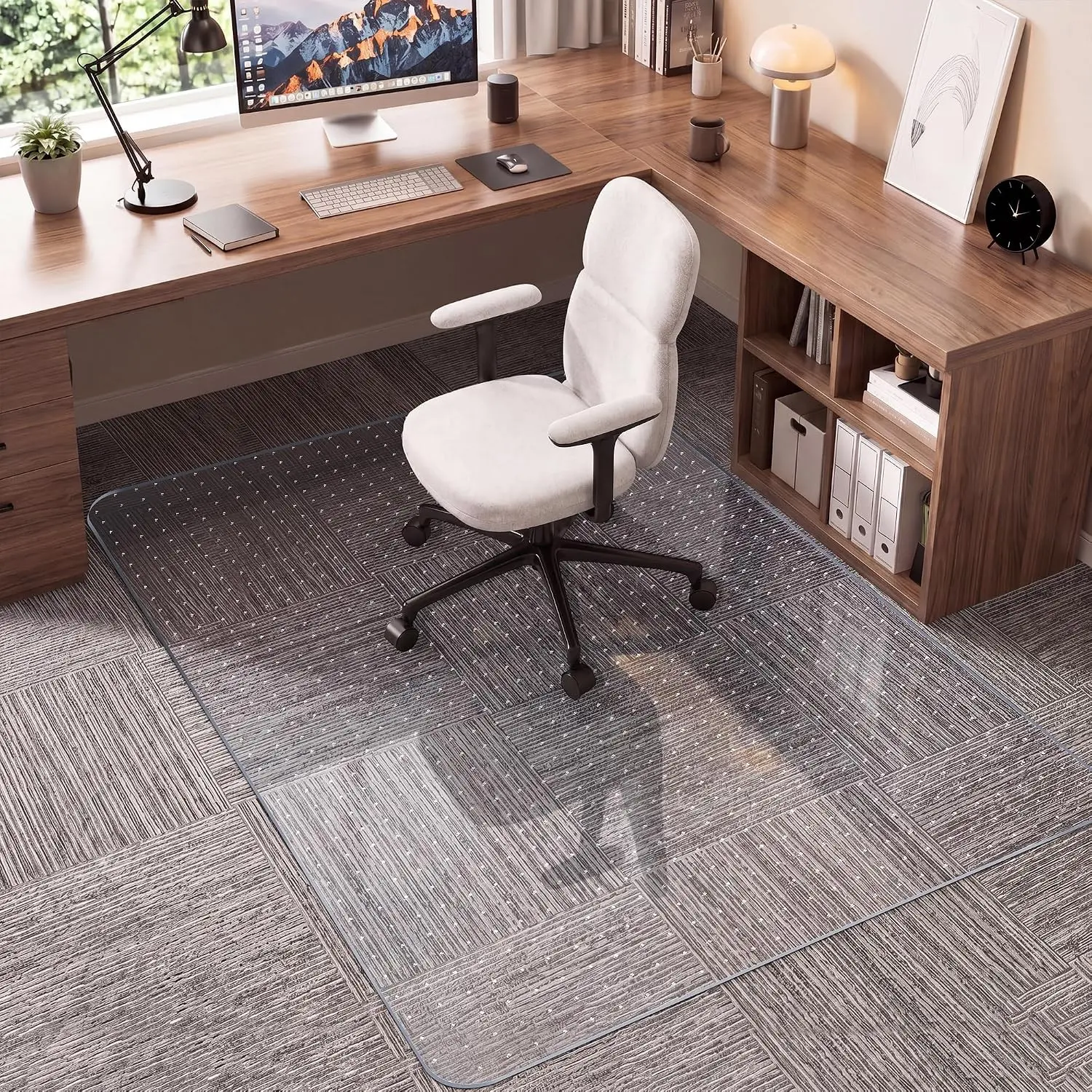 Office Chair Mat for Carpet, 48"× 60" Heavy-Duty Clear PVC Carpet Protector Mat, Non-Slip Desk Floor Mat for Low Pile Carpet, Smooth Glide, Ideal for Home, Office, Gaming Room