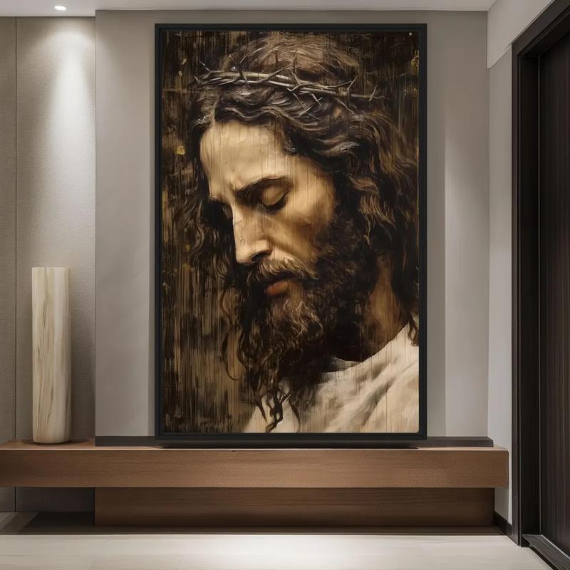 Unframed Jesus Christ Portrait Canvas Print - Modern Christian Religious Wall Art, Aesthetic Home Decor