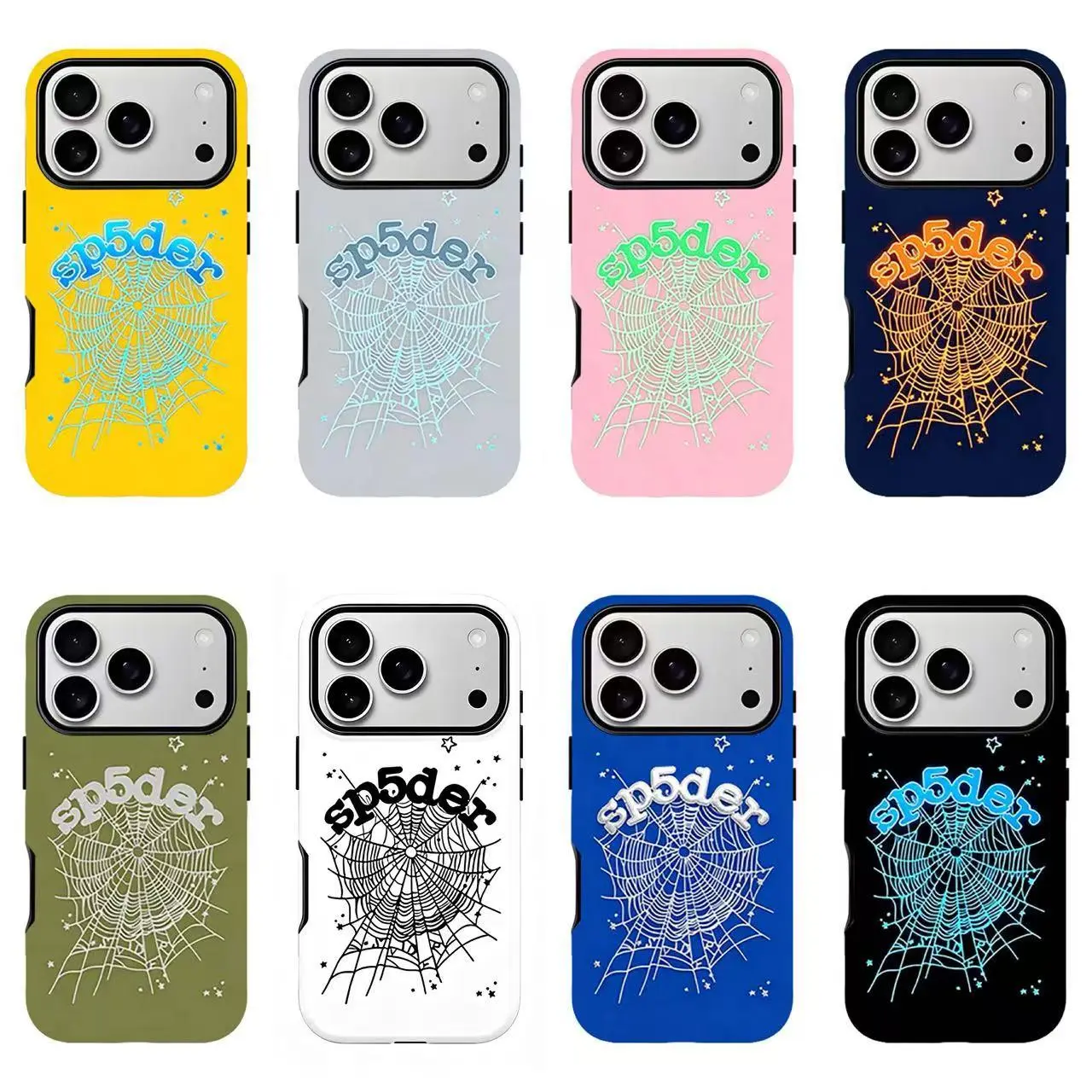 S-Sp5der Phone Case — Retro Web-Patterned Street Style Design, Punk Y2K-Style Protective Cover; Compatible with iPhone 11–17 Pro Max/Plus Series and Samsung Galaxy S23– Series; Drop-Resistant & Shockproof Case