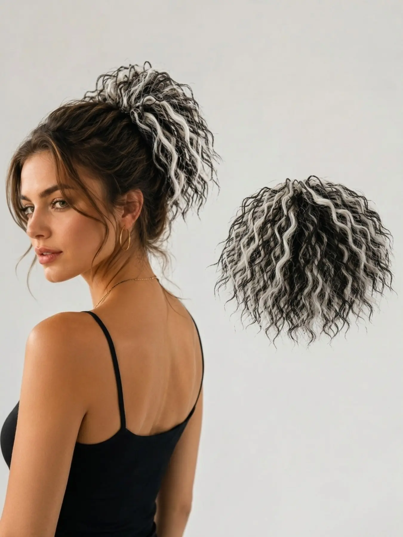 Messy Bun Hair Piece Sweet Loose Wavy Curly Hair Bun Short Wool Curly Hair Bun Extensions Hair Toppers Synthetic Hairpieces Pony Tails Hair Extensions for Women