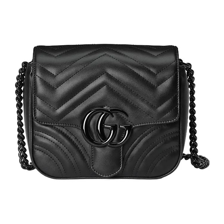 Gucci GG Marmont Quilted Chain Leather Handbag for Women in Black
