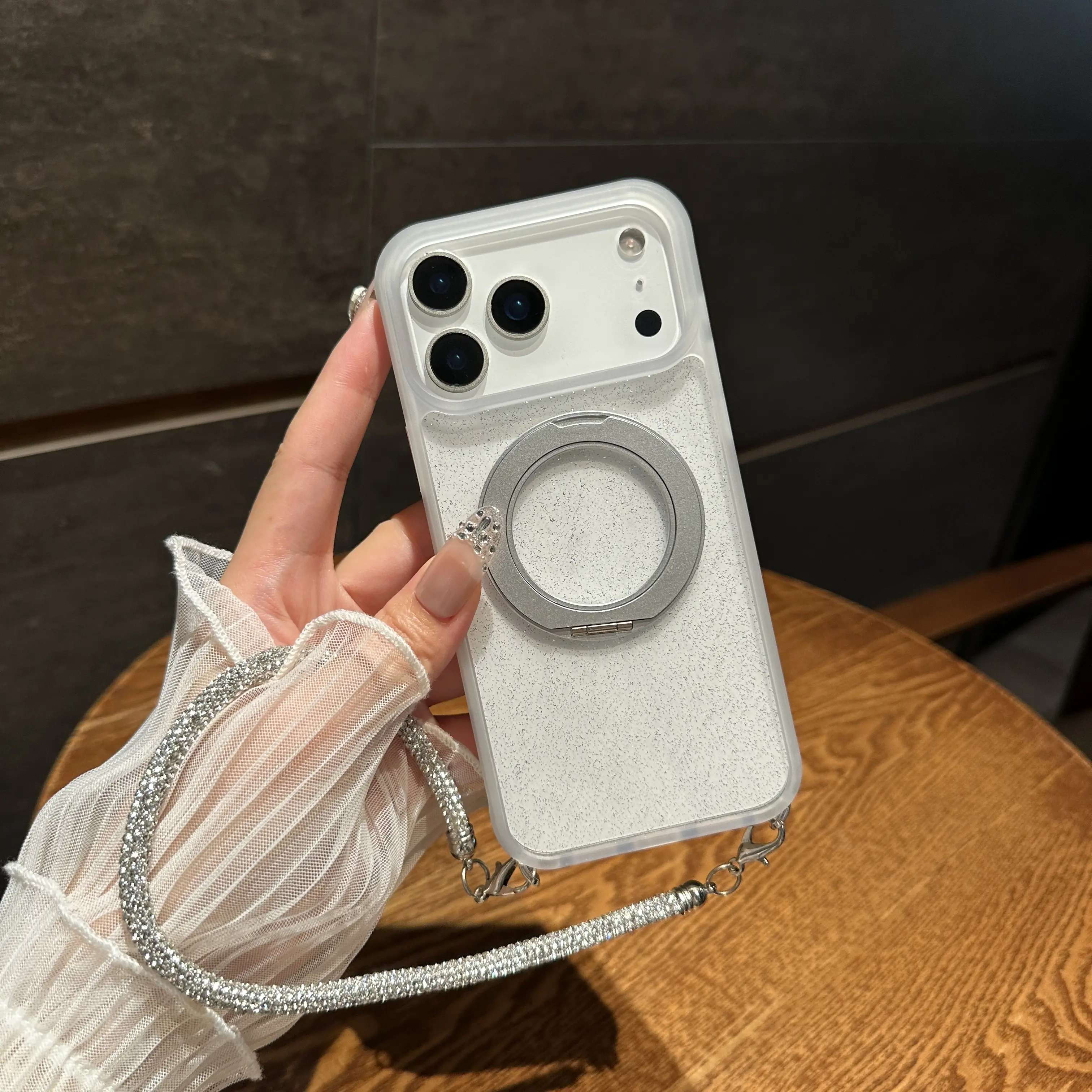 Compatible with iPhone 17 Pro Max/ 16/15/14/13/12 Rotating stand with bracelet Full package shockproof phone case -HV7208