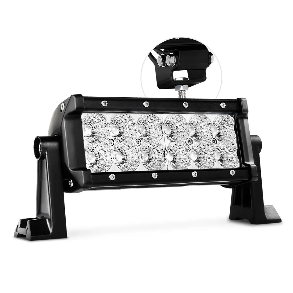 7.6in 36W Power Off-Road LED Work Light Bar, 3D Deep Cup Flood Beam with Mounting Bracket, 12V Waterproof Driving Light for Jeep, Single Pack