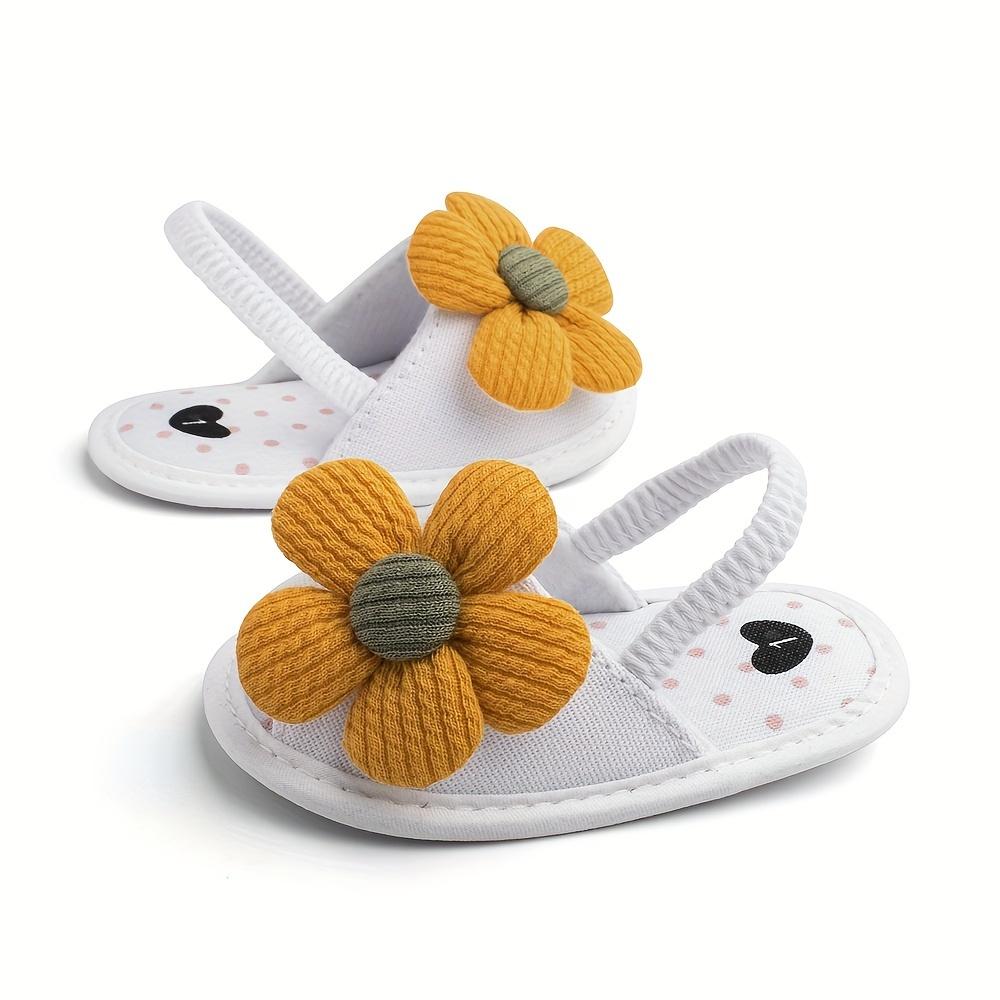 Trendy Cute Flower Decor Sandals Baby Girls, Breathable Lightweight Walking Shoes And