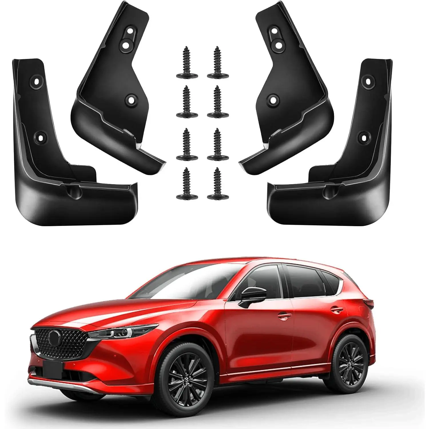 Mud Flaps for Mazda CX-5 2022-2026 SUVs, 4PCS No-Drill ABS Splash Guards, Heavy-Duty Armor-Grade Durability, 15-Minute DIY Bolt-On Install, Front Rear Factory Fit, All-Weather Exterior Accessories, Rust Protection, Less Paint Chipping, Fewer Car Washes