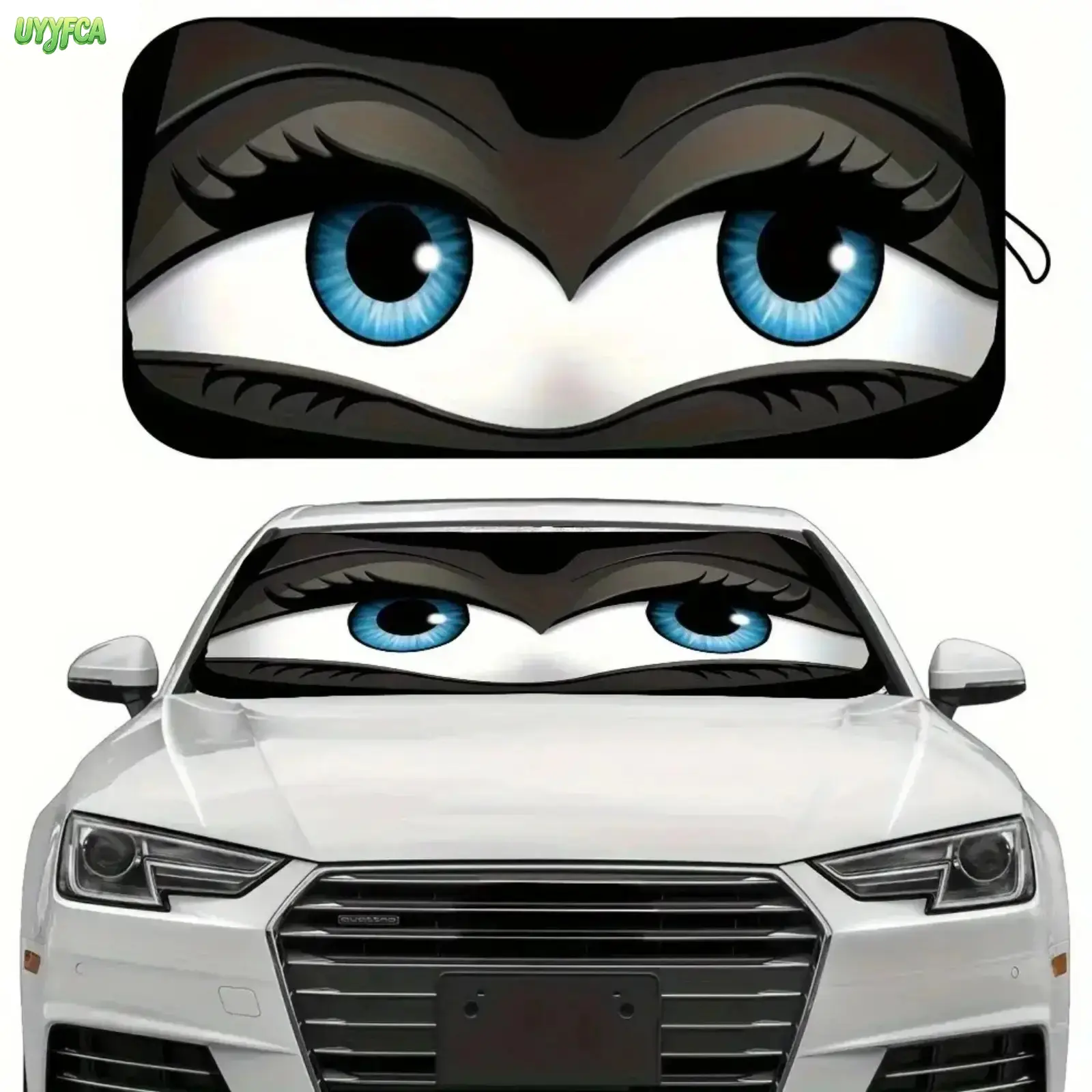 Cartoon Foldable Car Sunshade, UV Blocking Lightweight Car Front Window Sunshade, Compact Twist Fold Auto Sun Visor Cooling Accessory,  Keeps Car Cool,Easy Install, Fits Most Cars and Small Suvs For Summer Road Trip Daily Parking,Summervibes tiktokshopbac