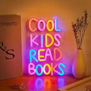 Cool Kids Read Books Neon Light, USB Powered Adjustable Decorative Lamp, Ideal Gift for Bedroom, Library, Study Room, Birthday Present