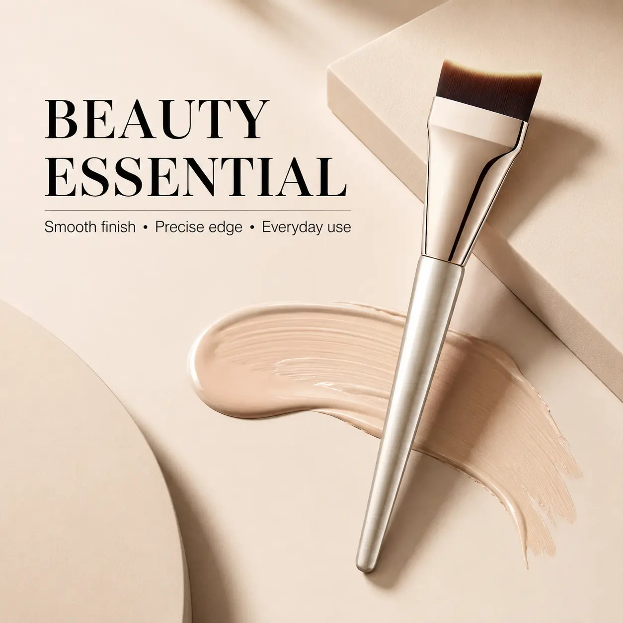 Angled Fishtail Foundation Brush, Flat-Top Design for Precise Application of Liquid Makeup and for Concealing - Single Face Makeup Tool, Angled Fishtail Brush, Precise Edge, Single Item, Fish-Tail Foundation Brush, Concealer Apply