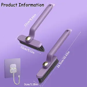 2 pcs Purple Multi-Function Rotating Crevice Cleaning Brush, 360-Degree Rotating Crevice Household Cleaning Brushes, No Dead Corners Hard Bristle Crevice Gap Brush Tool for Bathroom Household Kitchen (White)