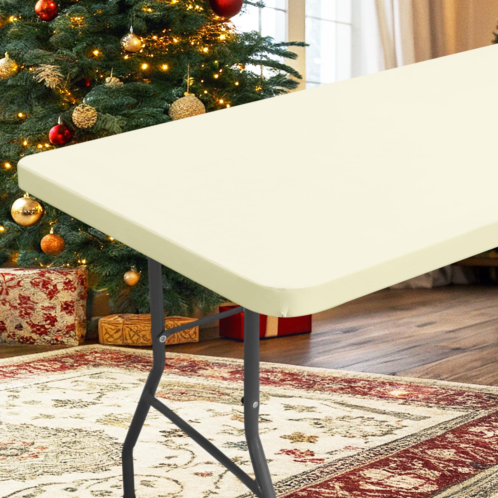 Hapihappy Rectangle Waterproof Table Cover Outdoor Picnic Camping Tablecloth Polyester Elastic Fitted Table Protector For Dinner