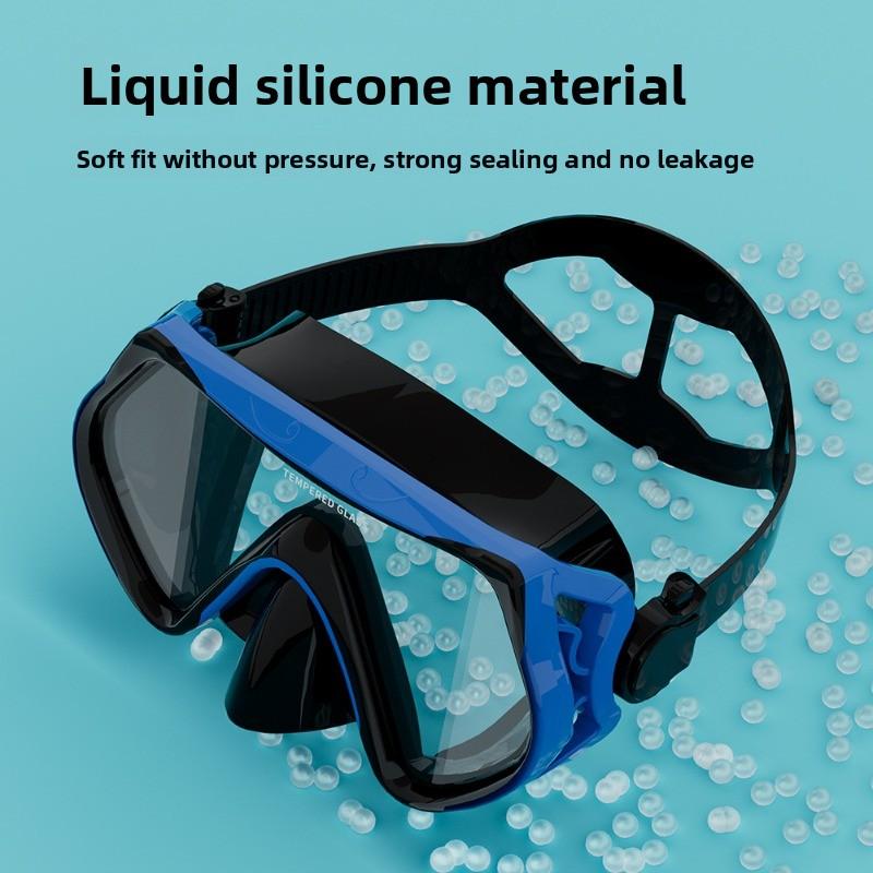 Diving Goggles Snorkeling Full Dry Snorkel Set Large Frame Swimming Goggles Liquid Silicone Swimming Equipment Diving Goggles  stealth snorkel