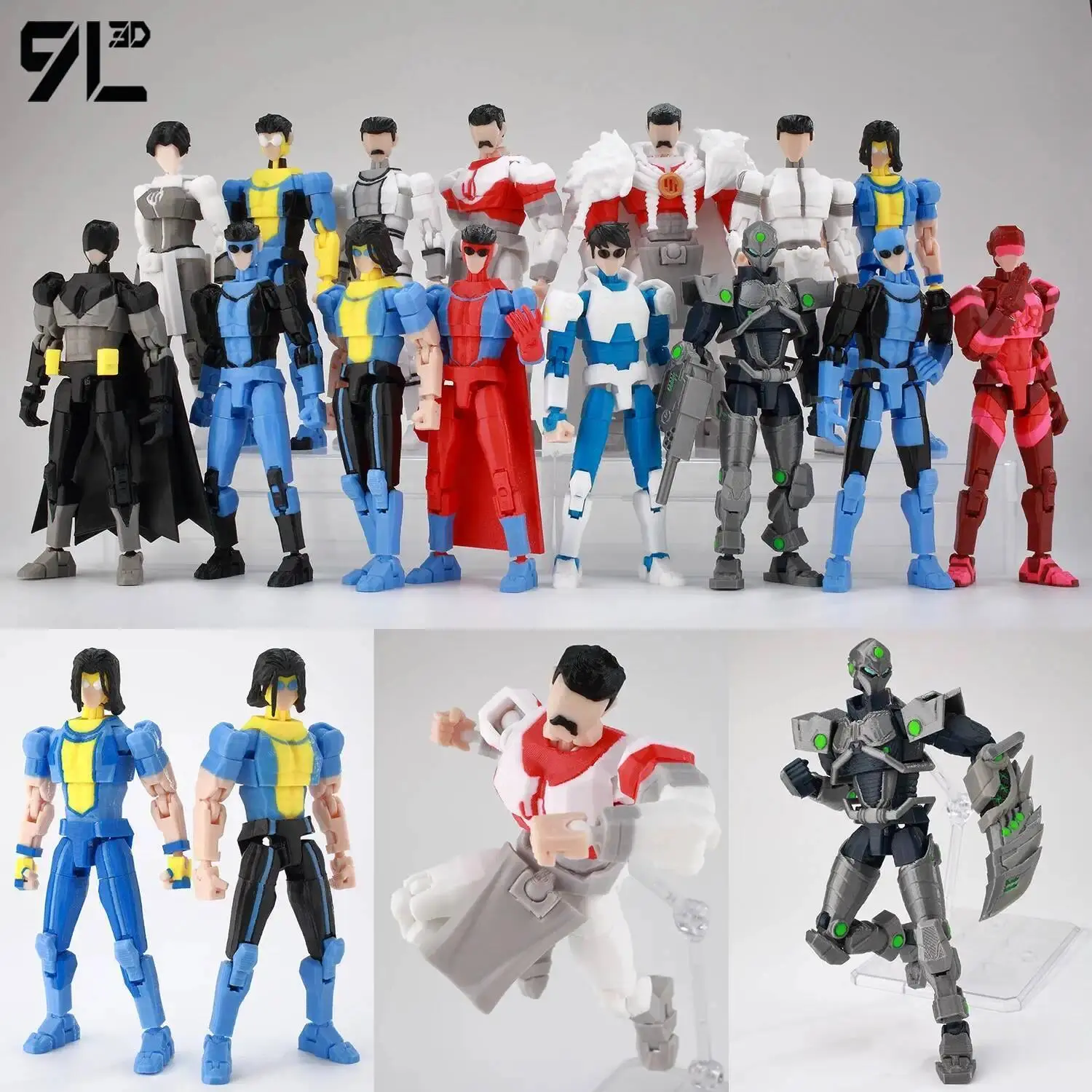 9L3D Printed NEWInvincibles Tech Jacker Titan13 Lucky13 Action Figure Dummy13 Motorcycle Multi-Jointed Collectible Model Toy T13
