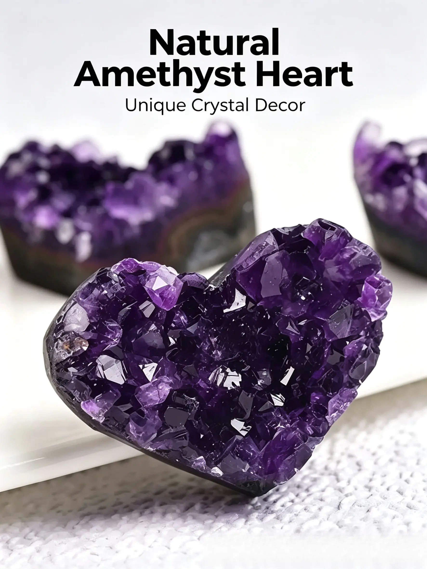 Heart-Shaped Amethyst Cluster, Cute Desktop Decoration, Natural Crystal, Crystal Ornaments, Yoga, Home Decor, Office Feng Shui, Perfect Gift