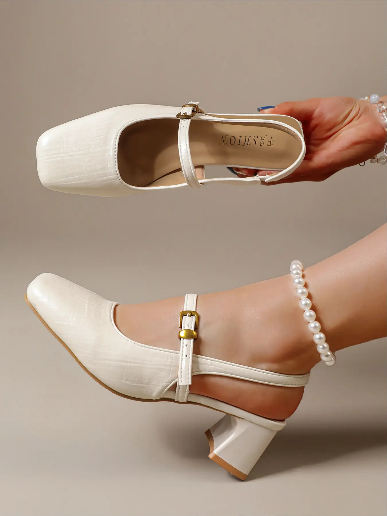 Minimalist Women Mary Jane Slingback Heels, Square Toe Block Heel Pumps, Polished Footwear for Everyday