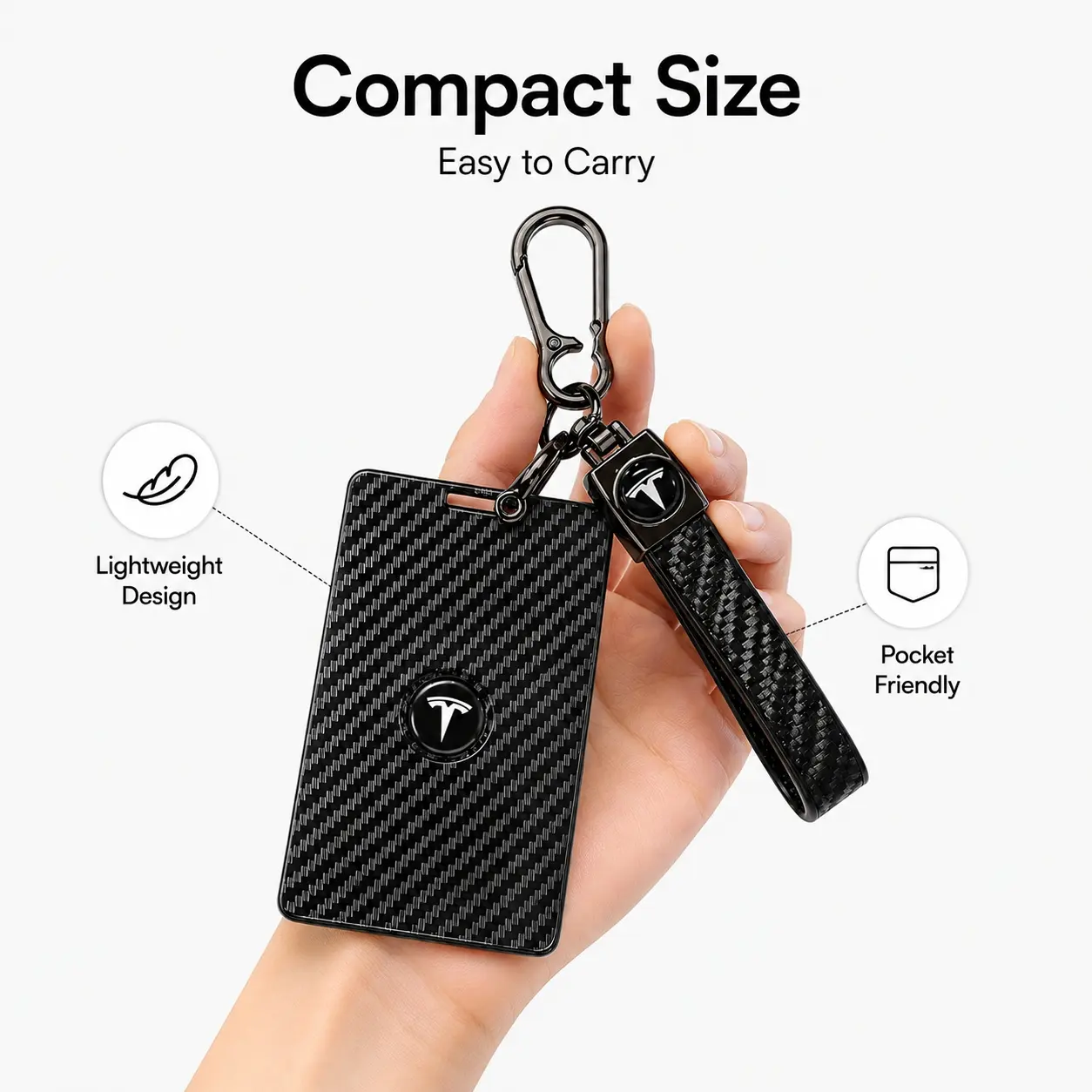 Tesla Card Key Case for Model Y/3/x, NFC Card Holder, Carbon Fiber Texture, Protective Shell Clip, Durable Design, Perfect Fit, Car Key Protector, Car Key Cover