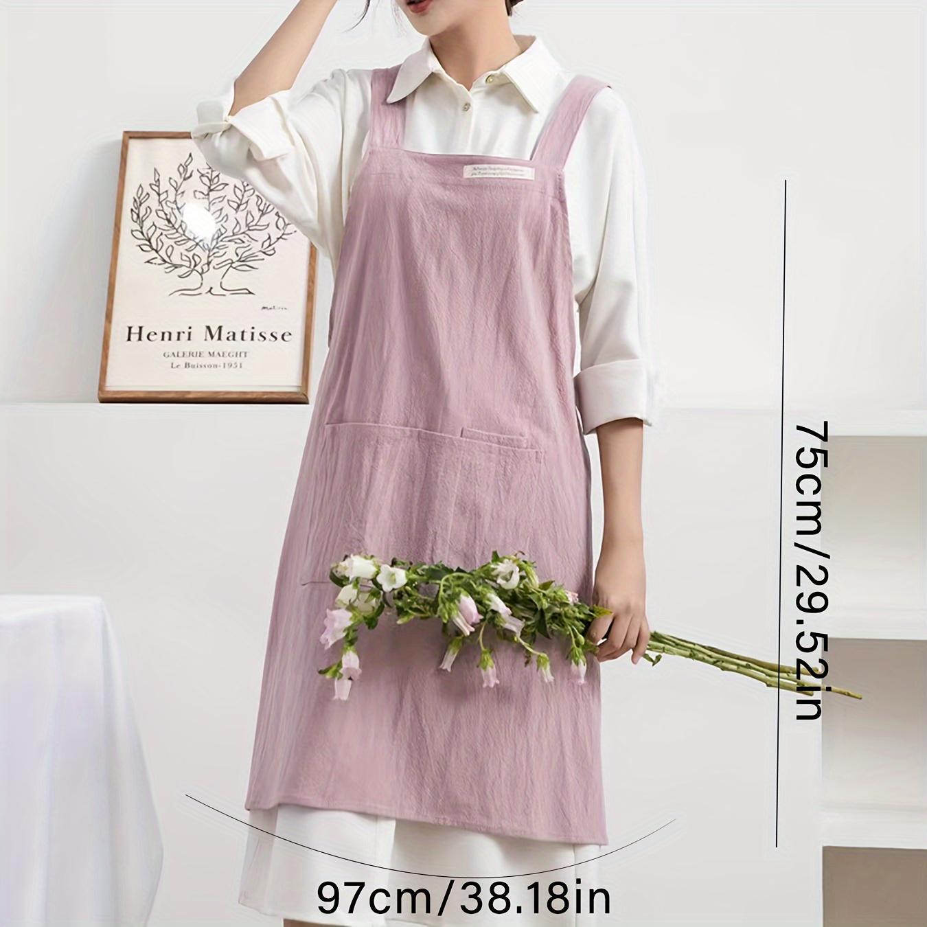 A Single Piece of Apron with Pockets, Featuring Cross-Back Straps, Suitable for Chefs, Gardening, Cooking, Baking, Florists, Painting, Baristas, And As Workwear