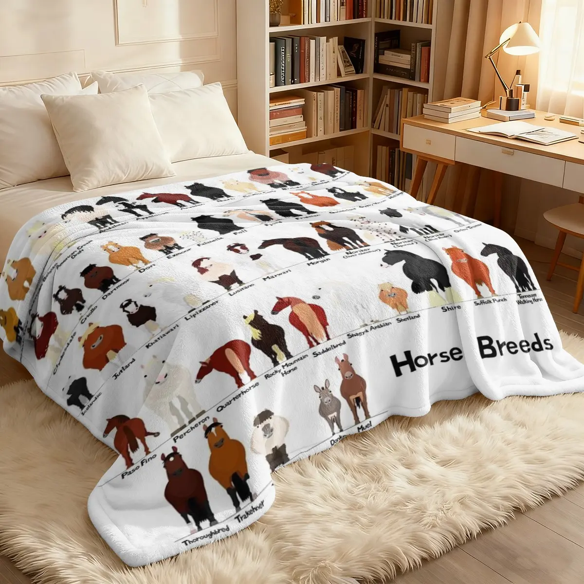 1PC The popular type of horse is flannel blanket, which is super soft and suitable for sofas, bedrooms, and sofas