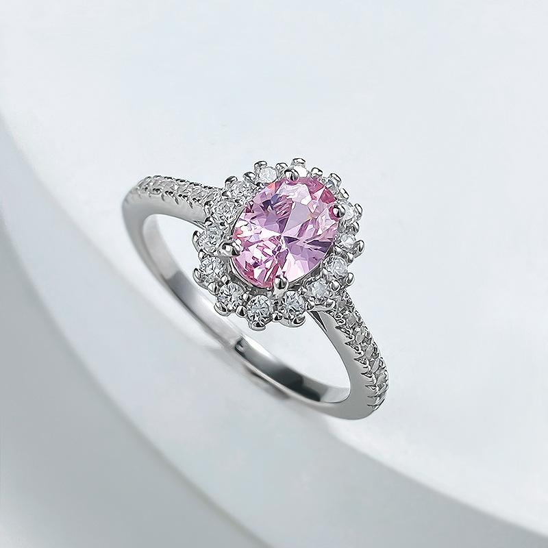 Padparadscha Pink 5x7mm Oval Ring in S925 Silver with High Carbon Stone|Stylish & Minimalist Engagement Ring|Perfect Birthday Gift for Girlfriend XF02