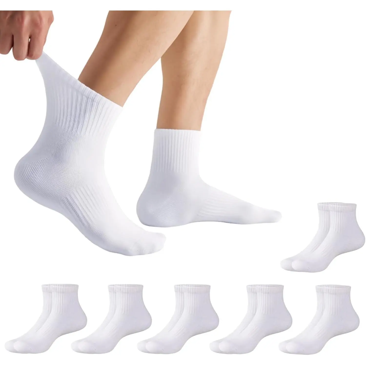 Men's Athletic Ankle Socks Cushioned Running Socks with Arch Support Mini Crew Quarter Socks  Sports (6/12 Pairs)