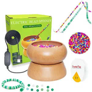 Electric Bead Spinner - Clay Bead Spinner with 2 count Beading  and Seed Beads,  Beads Kit, Bead Spinner for  Making, Electric | Speed Adjustment Beading Tools ()