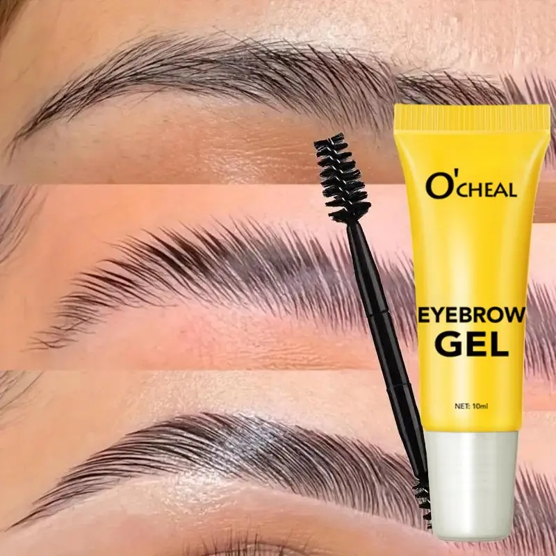 Eyebrow Styling Adhesive Tape Brush & 3D Brow Shaping Gel, Waterproof & Sweat-Resistant, Transparent Gel for Natural Look, All Light Types