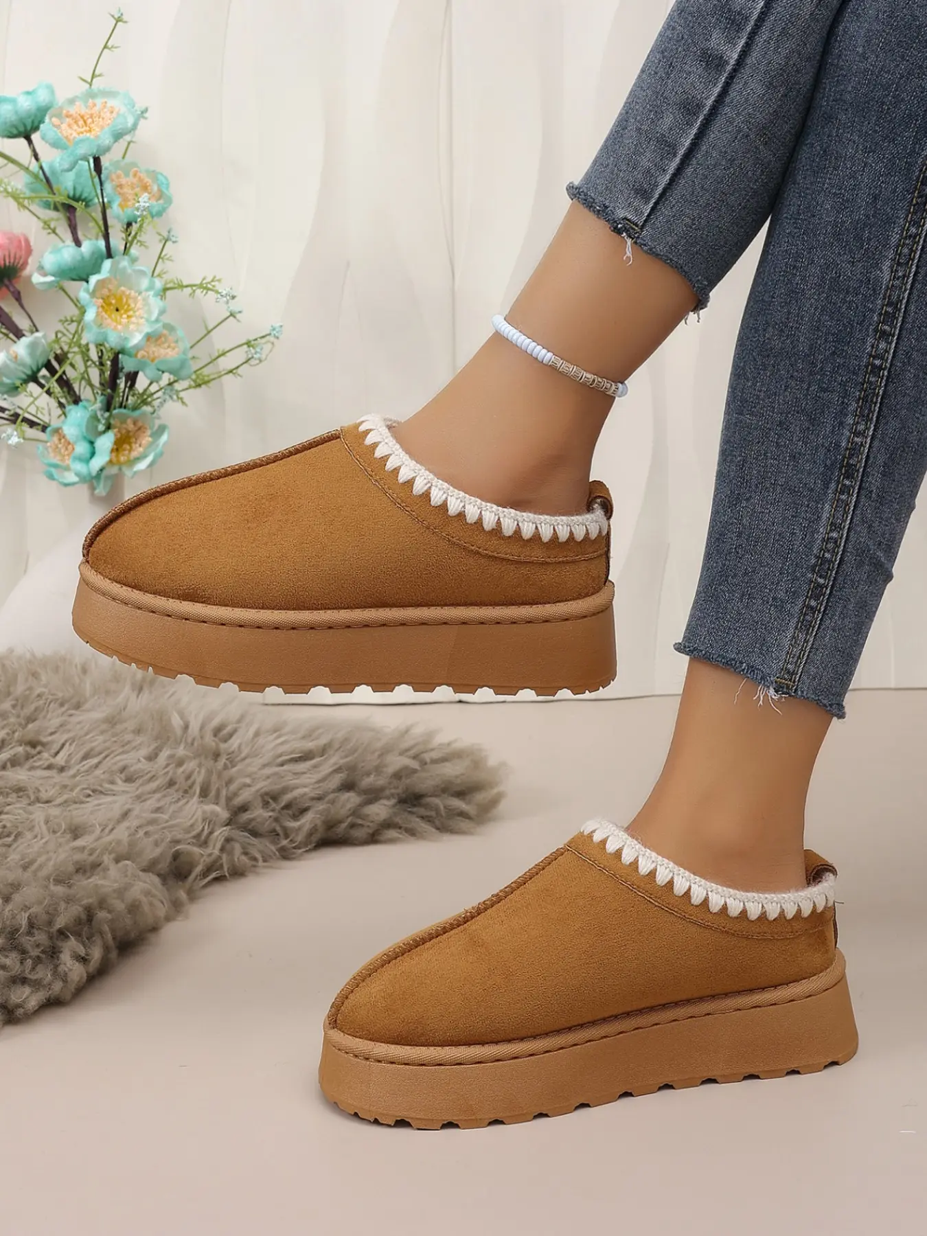 2026 Warm Winter Boots for Women, Thick Sole Snow-Resistant Outdoor Shoes, Casual Textile Upper Eva Sole, Medium Width, Fall & Winter
