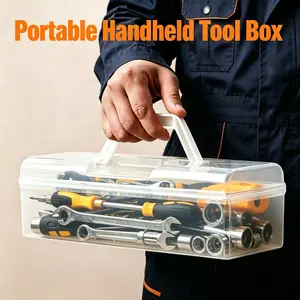 Handheld Tool Storage Box with Lid, Portable Organizer for DIY and Outdoor Work, Desktop Drawer Sorter, Car Tool Box, Space-Saving Design