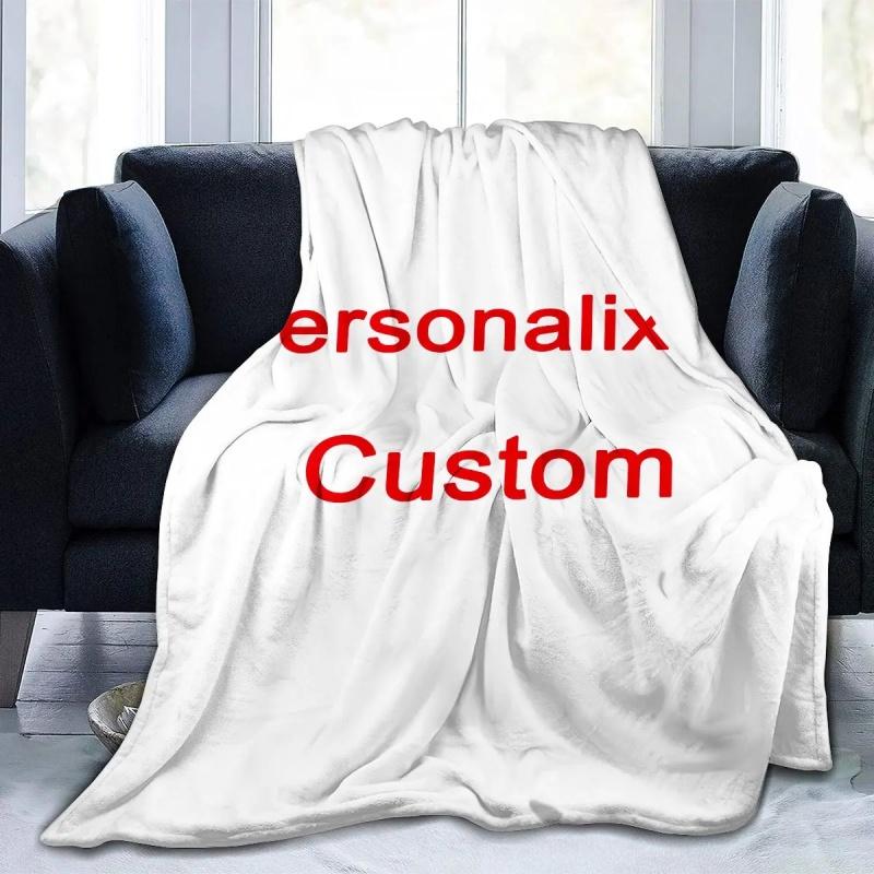 Custom Photo Blanket Personalized Picture Throw Upload Your Image DIY Flannel Soft Warm Keepsake Custom Room Decor