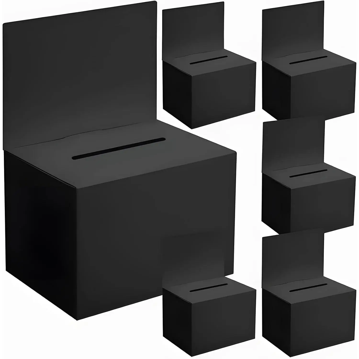6 Pcs Black Ballot Boxes Suggestion Boxes for Fundraising, 6.5x4.5x4.5Inch Donation Box, Cardboard Raffle Box with Slot and Removable Header for Collecting Business Card Voting
