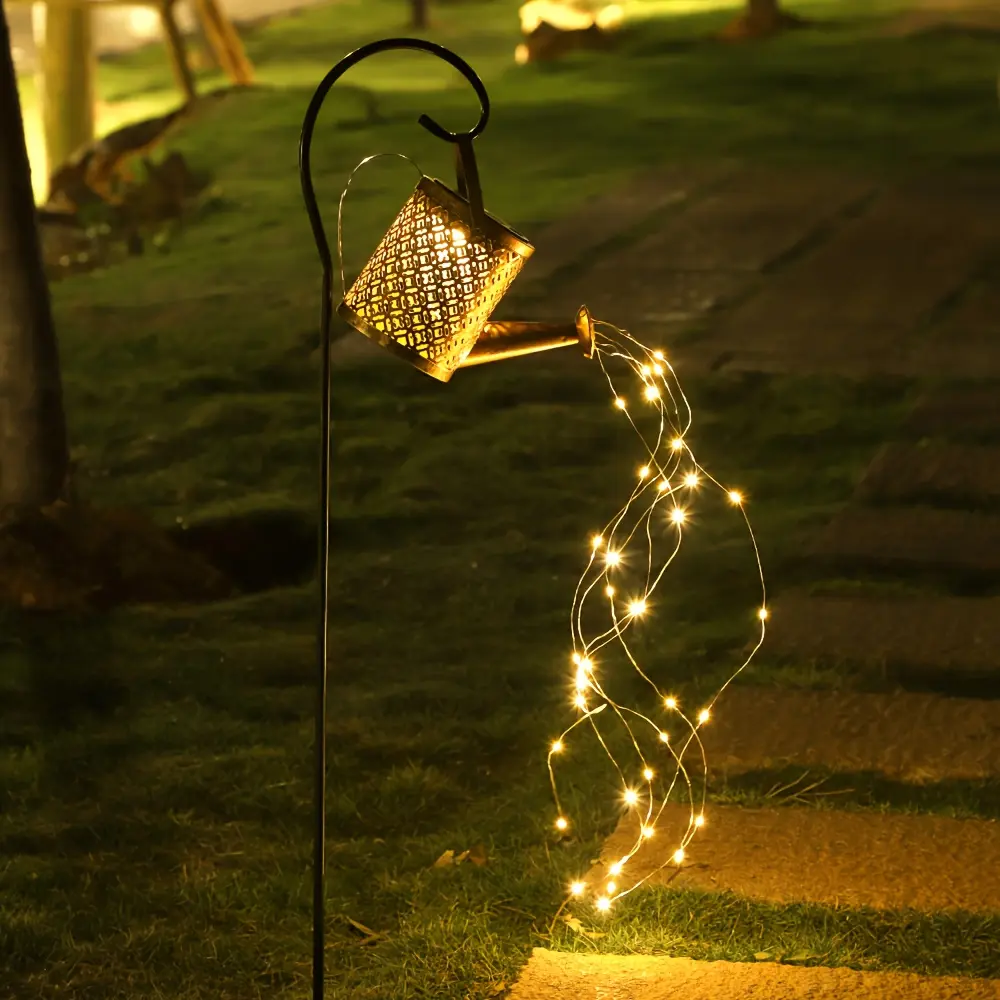 Vintage Copper Finish Solar Outdoor Kettle Light - 1Pc LED Waterfall Ambient Glow Solar Decorative Lamp, Auto On/Off Dusk-to-Dawn, Long-Lasting Battery, IP44 Waterproof,  ideal decor  , Unique Holiday Gift, Solar Decorative Lamps