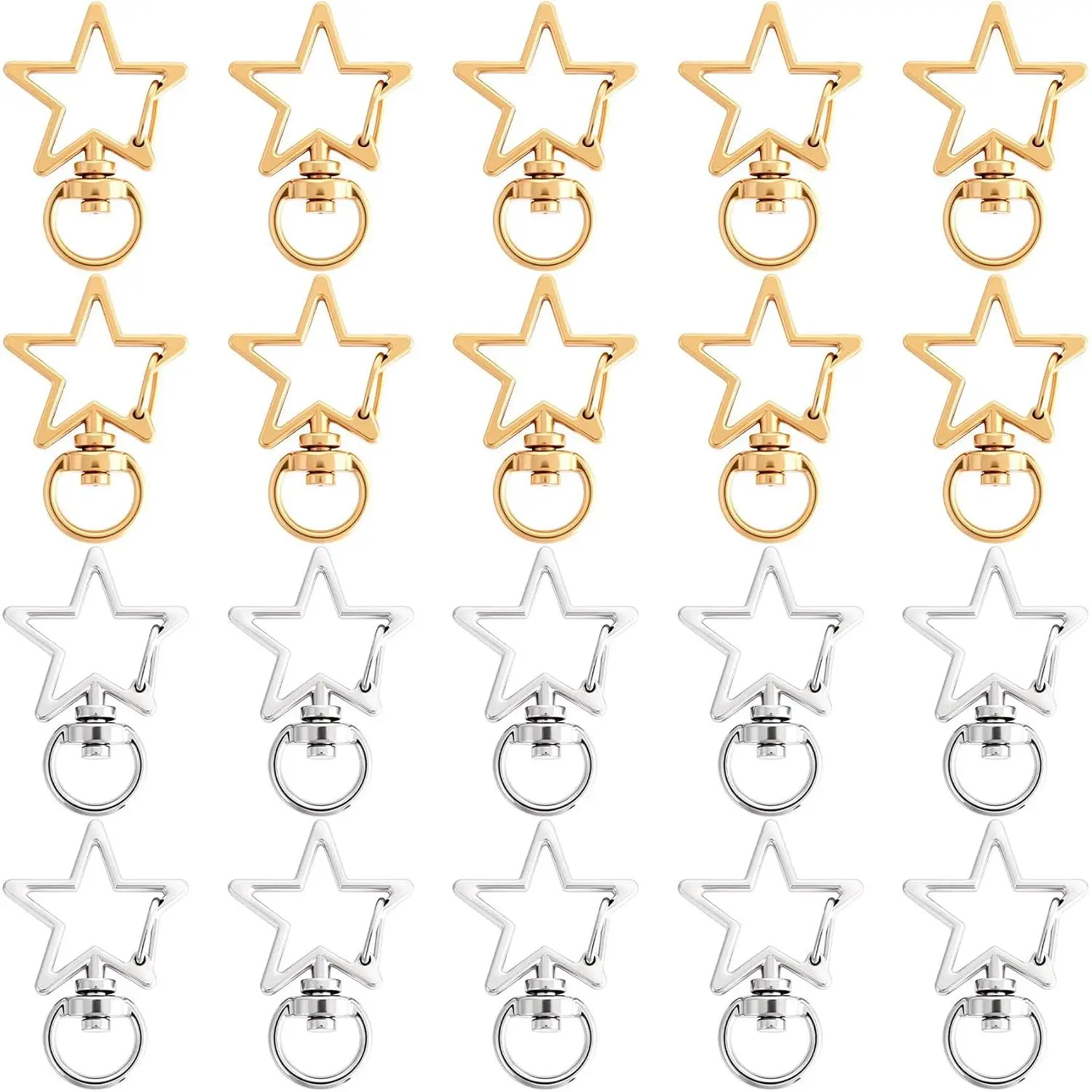 24 count  Swivel  Clasps, Metal Swivel Lobster Clasp | Heavy Duty  Shaped Spring Snap Clips, DIY Accessories, Keyrings for Crafting, Keychains-,