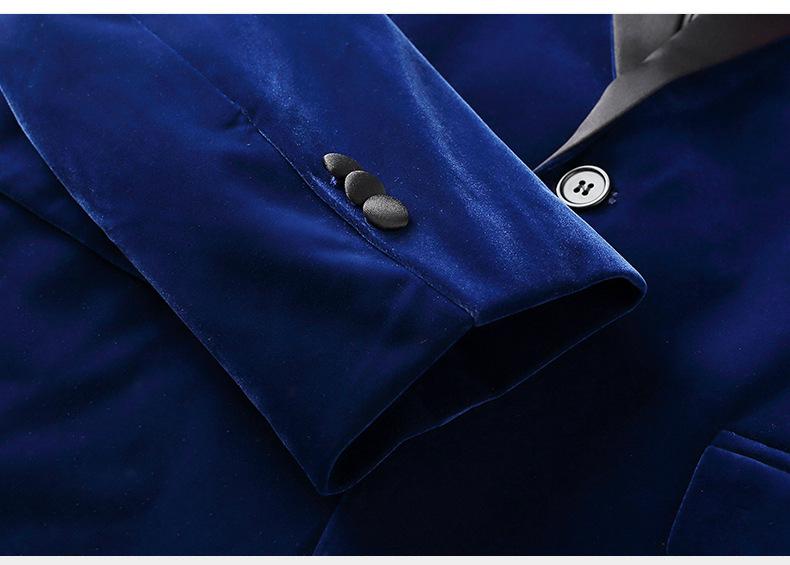 Men's 3-Piece Slim Fit Shawl Lapel Suit  Color Block Korean Style Groom Wedding Tuxedo With Side Vents