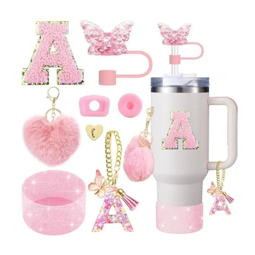 Girl Style Straw Tumbler&Accessories Set, 10Pcs Includes 40oz Cream Cup, Glitter Boots, Straw Brush, Cute Gift for Women,Birthday, Christmas, and Valentine's Day gifts, Mug