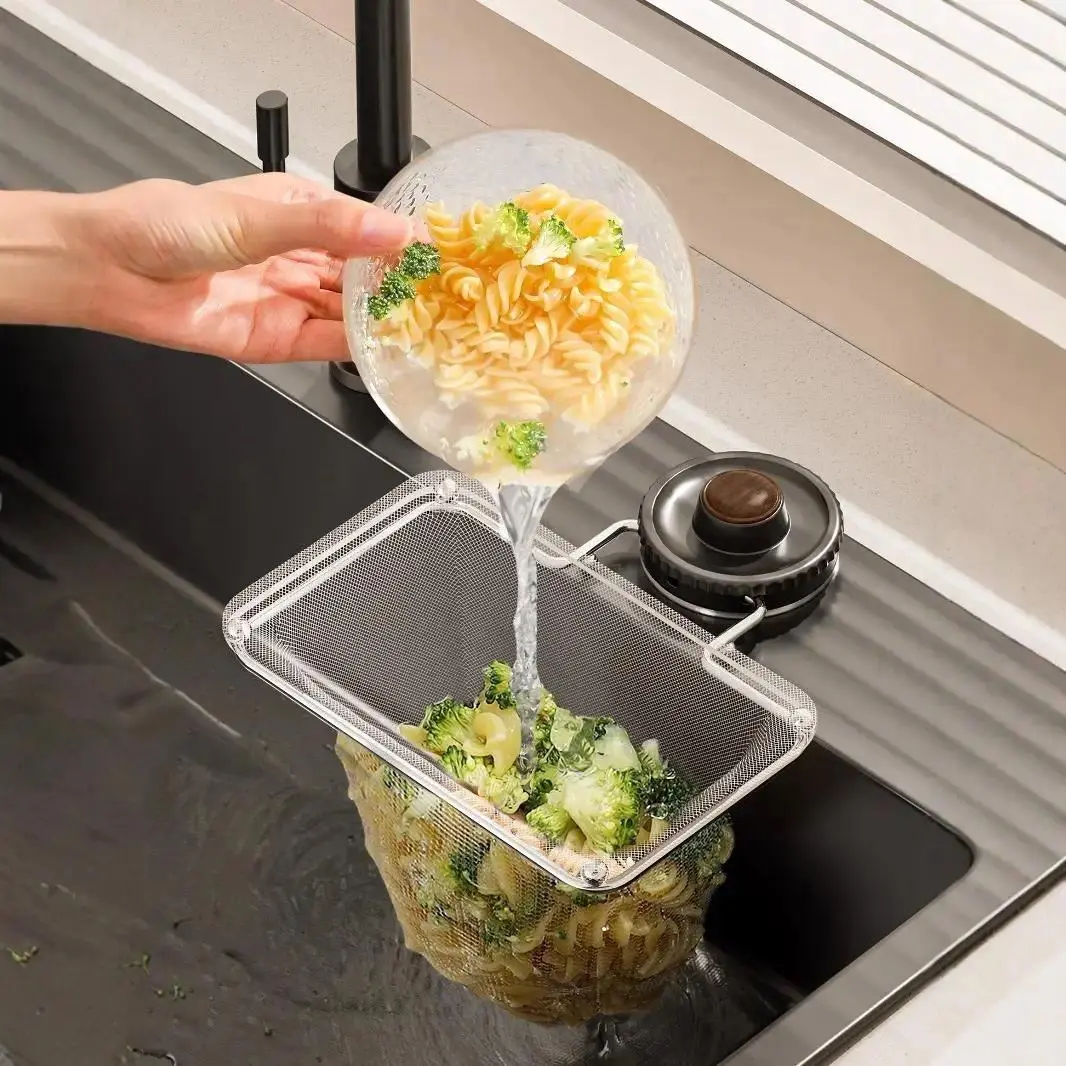 Suction Sink Strainer Holder with 50Pcs Food Catcher Filters, No Clog Drain for RV Camping Van Life Apartment Bathroom Kitchen, Easy Rotary Install