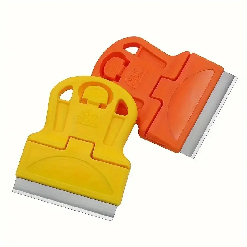 2 Piece Mini Scraper, Easy Glass Sticker Removal, Durable Plastic, Peel off Labels and Debris, Compact and Effortless Scraping Tool