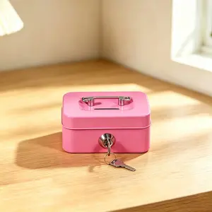 1pc Mini Coin Bank with Lock, Portable Savings Box, Money Saving Plan, Hard Currency Storage, Accounting Supplies