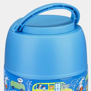 17 oz Insulated Lunch Containers Hot Food Jar, Wide Mouth Lunch Thermo for Kids Adults, Vacuum Stainless Steel Lunch Box With Handle Folding Spoon for School, Office (Blue Car)