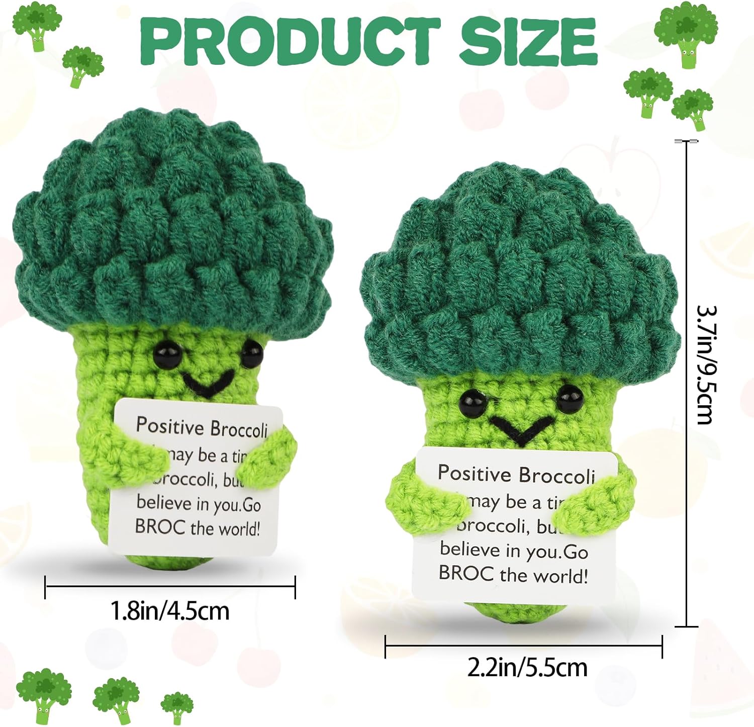 Handmade Emotional Support Pickle Cucumber Crochet Doll with Inspirational Cards, Cute Knitted Funny Pickle Potato Companion Gift, Perfect for Friend Birthday, Holiday Surprises and Adorable Broccoli Hoedia Home Decor to Bring Joy and Encouragement