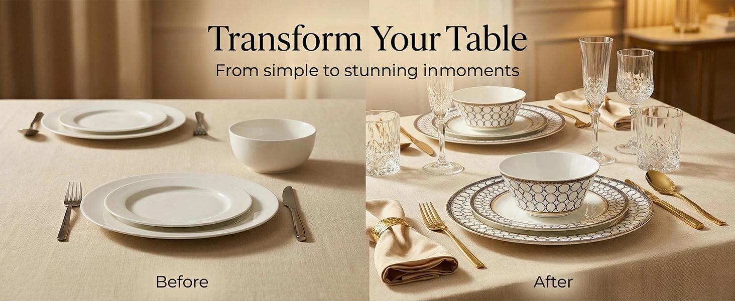 Bone China 4 Piece Dinner Plates 10 Inch Modern Round Salad Plates Dishware Set Microwave Safe Not Applicable For Kitchen Dining Tableware