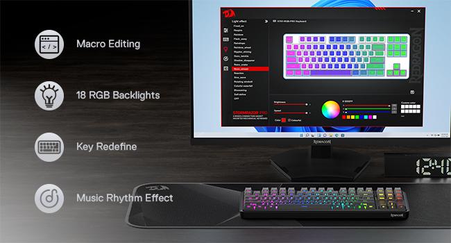 Redragon K707 PRO GB 80% Gasket RGB Gaming Keyboard, 3-Modes Wireless TKL Mechanical Keyboard w/Hot-Swap South-Facing LEDs Socket, PBT Gradient Keycaps & 5-Layer Noise Dampening, Custom Linear Switch