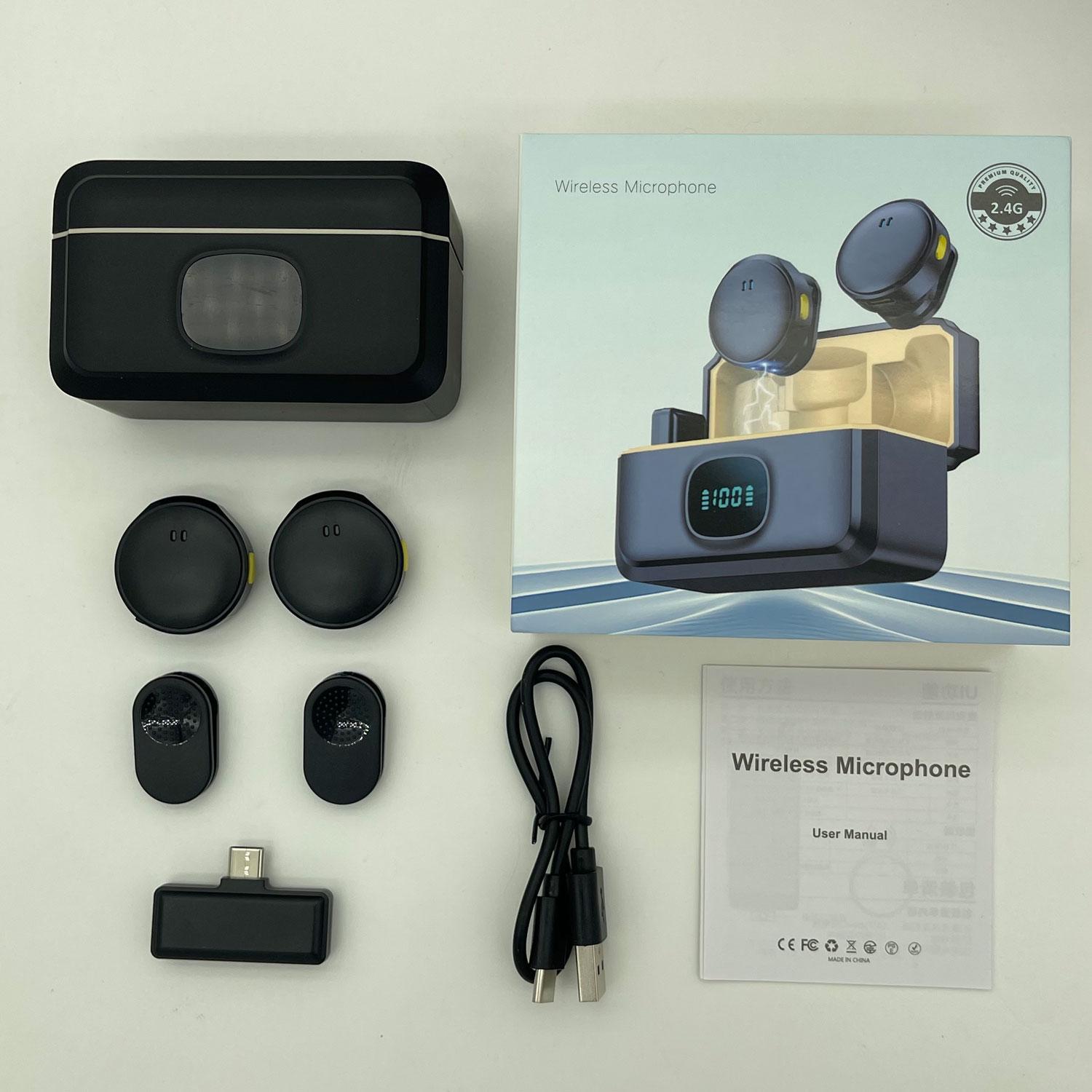 Wireless Lavalier Microphone with Digital Display Charging Case, Mini Clip-On Lapel Microphone for Video Recording, Teaching, Interviews, Podcasts and Live Streaming