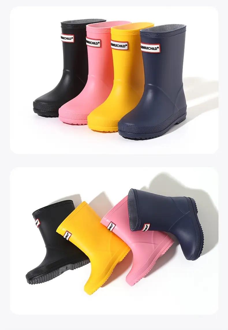 [Soft Rubber Rain Boots] Lightweight Rain Boots |           Boys Outdoor Simple Boots 2-8 Years Old Kindergarten Students Soft Non-Slip All-Season High-Quality Shoes School Day Camping Beach Garden Play Integrated Design Keep Feet Dry