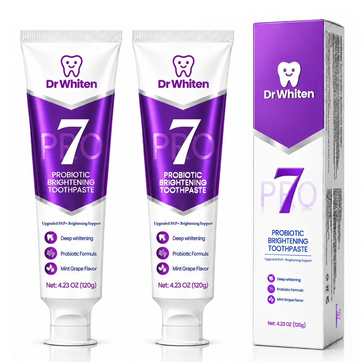 DrWhiten 7 Pro Toothpaste – Purple Formula for Fresh Breath, Daily Oral Care