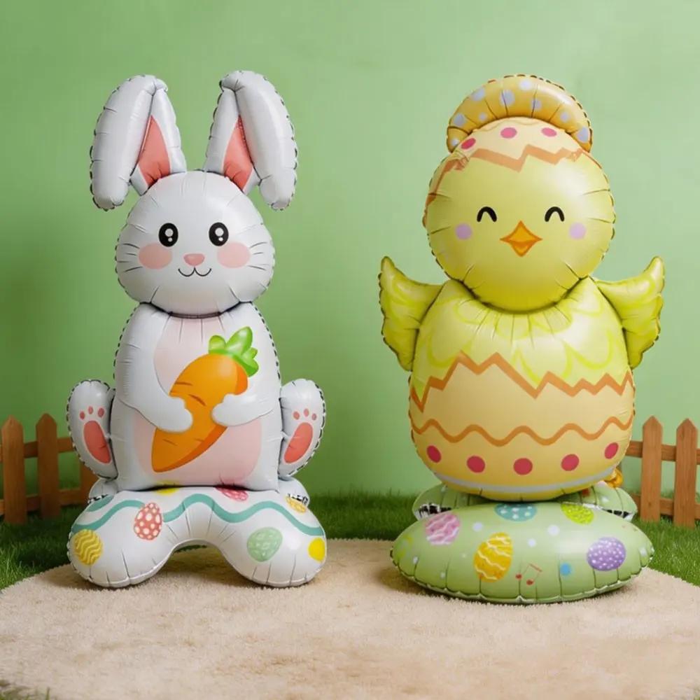 2pc Standing Chicken Balloons + Large Ears Rabbit Balloons, Birthday Party Decorations, Easter Festival Atmosphere Decor