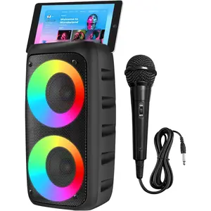 Karaoke Machine for Adults Kids,Colorful LED Lights, Portable Bluetooth Speaker with 1 Wired Mic Support TWS/TF/USB/AUX for Home Party Stage,Outdoor, Xmas Gifts,Outdoor