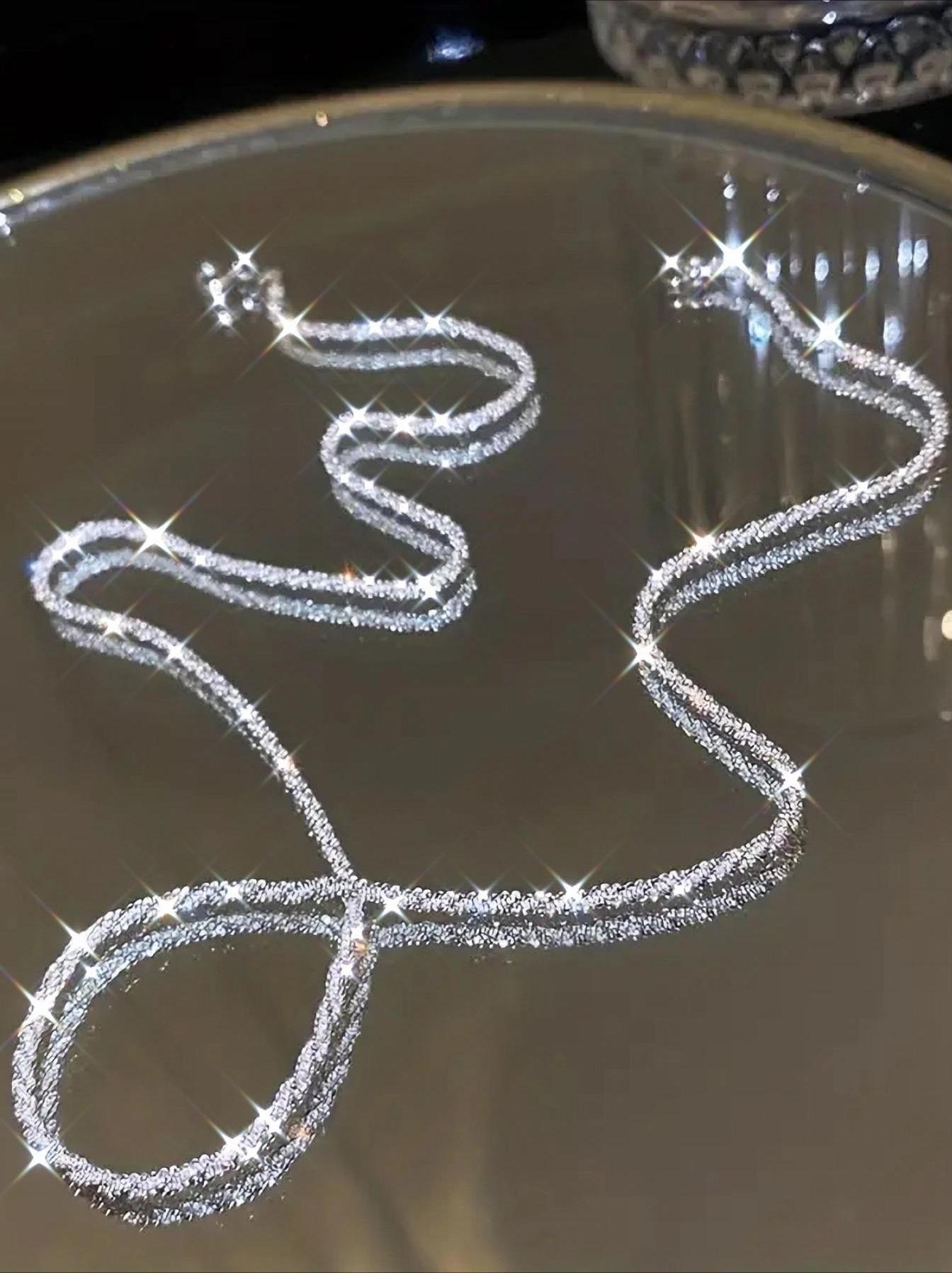 Sparkling Glitter Chain Necklace, Elegant Minimalist Women's Jewelry 2026, Dainty Layering Necklace for Party, Daily & Back to School, Trendy All-Match Accessory & Perfect Anniversary Gift